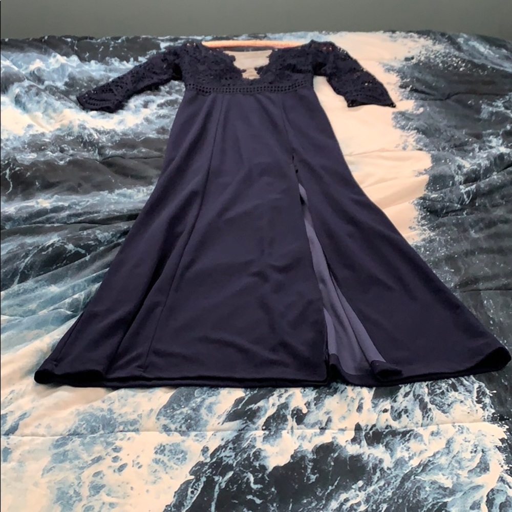 Navy blue lacy formal dress